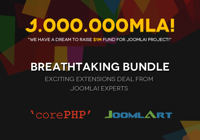 Joomla Humble Bundle - Breathtaking Extensions deal featuring 'corePHP' and JoomlArt!