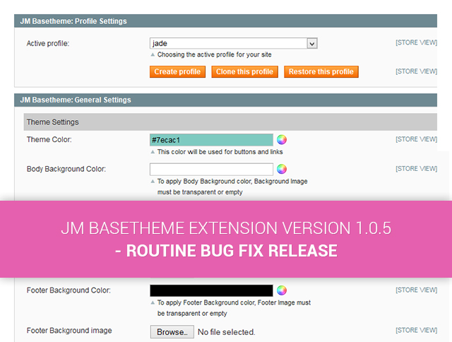 JM Basetheme extension version 1.0.5 for Magento themes released -  Routine bug fix