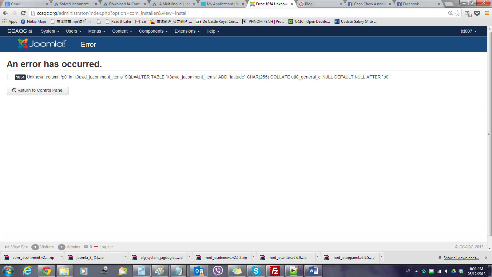 installation-of-JA-comment-error