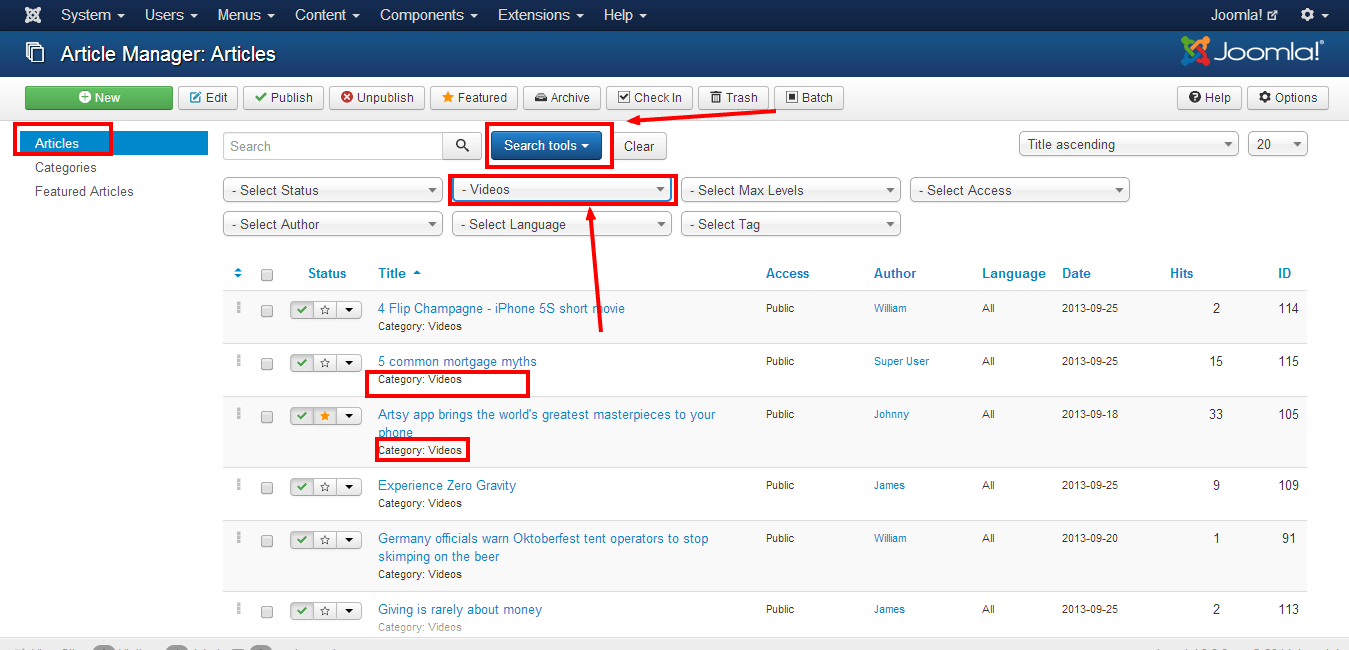 Joomla-Administration-Article-Manager-Articles