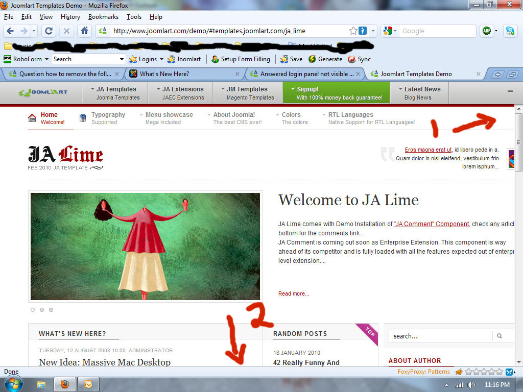 Login Panel Not Visible JoomlArt