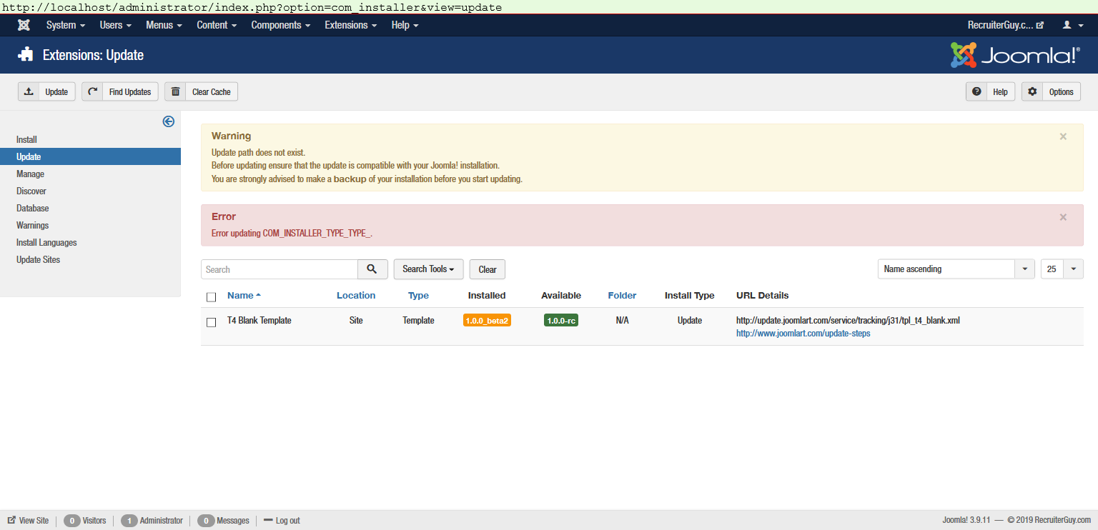 T4 Blank Template Installer Error - Support Central
