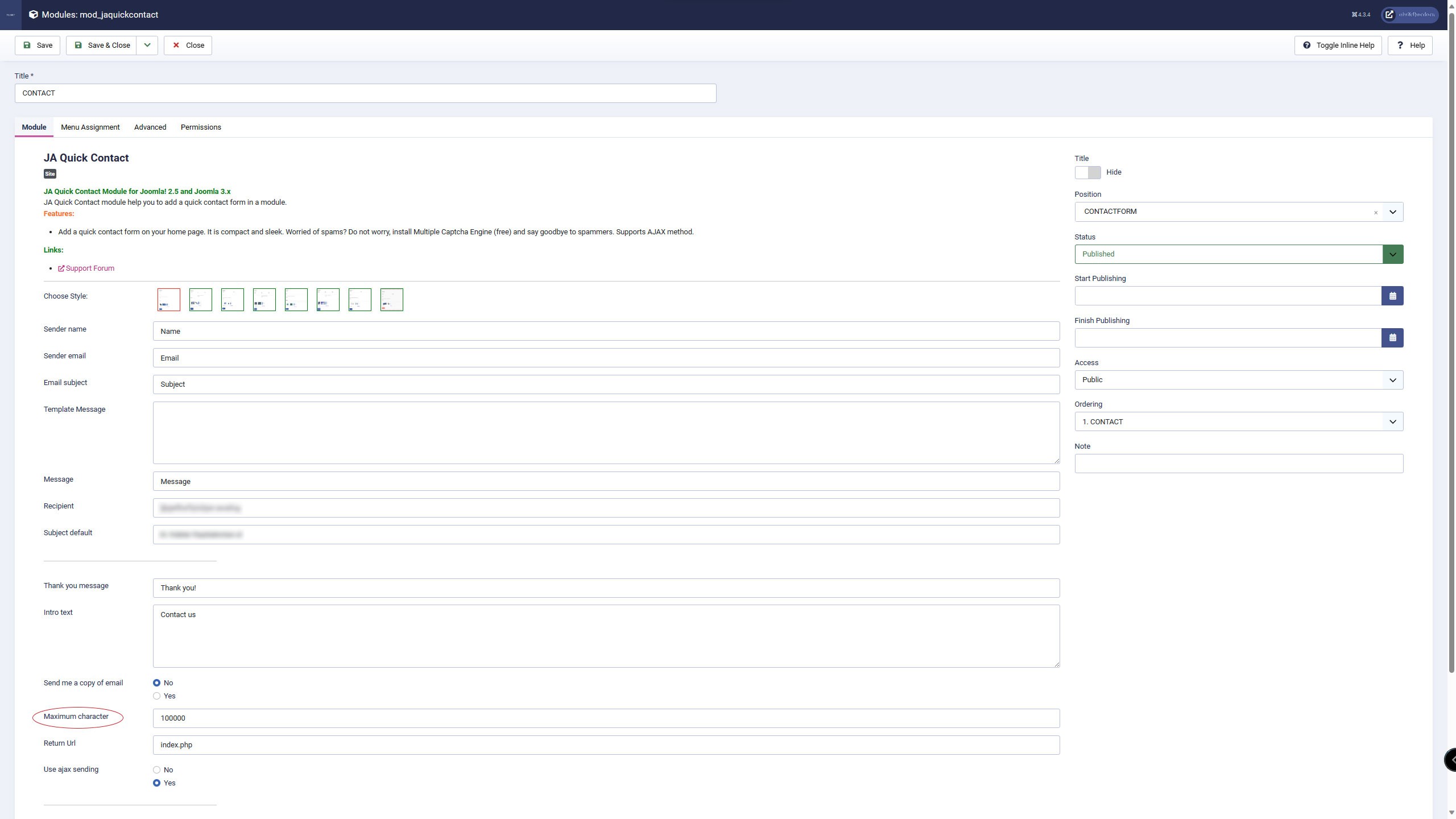 Maximum Characters Support Central