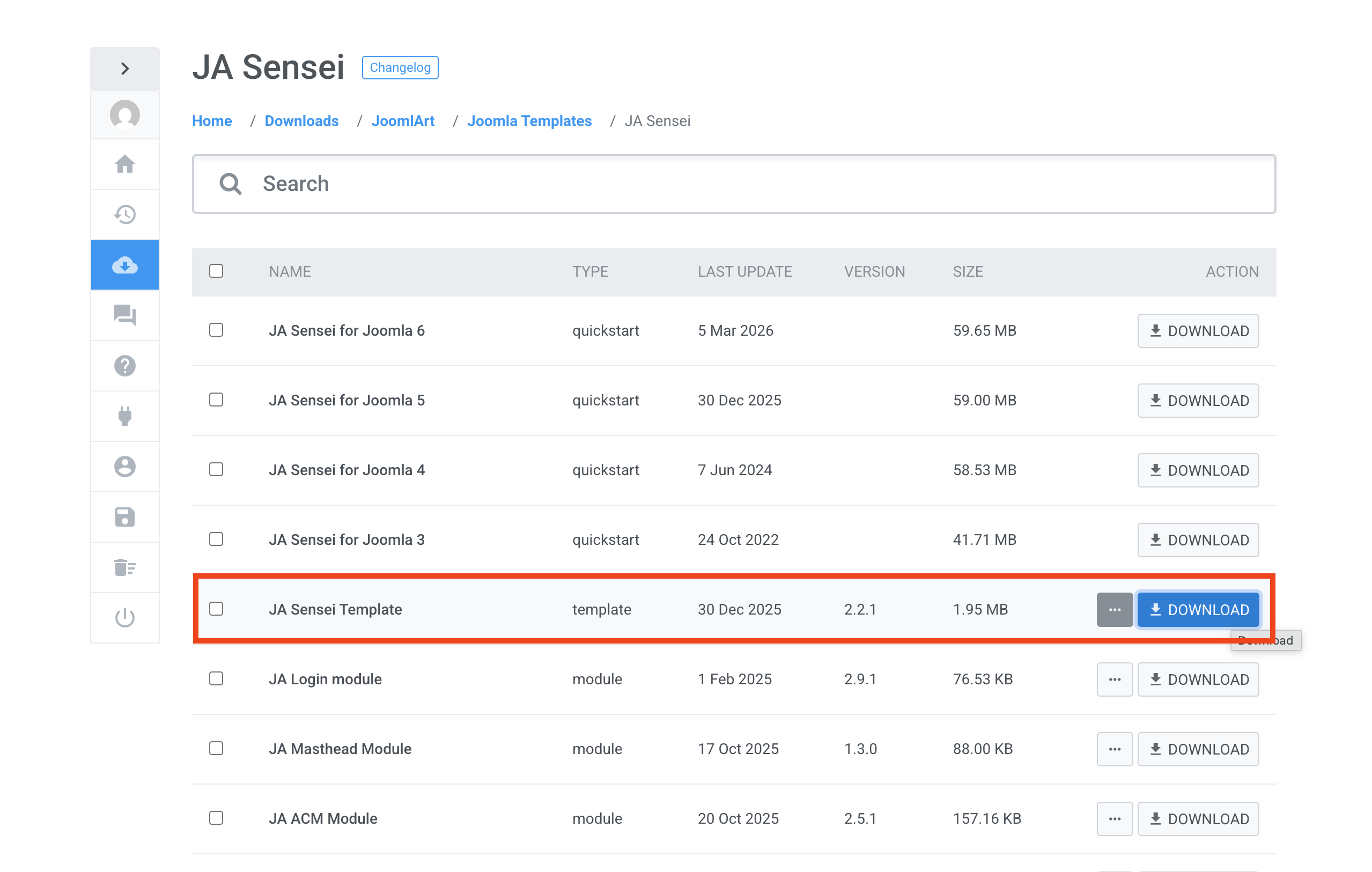 JA Sensei Template - Download - - Support Central