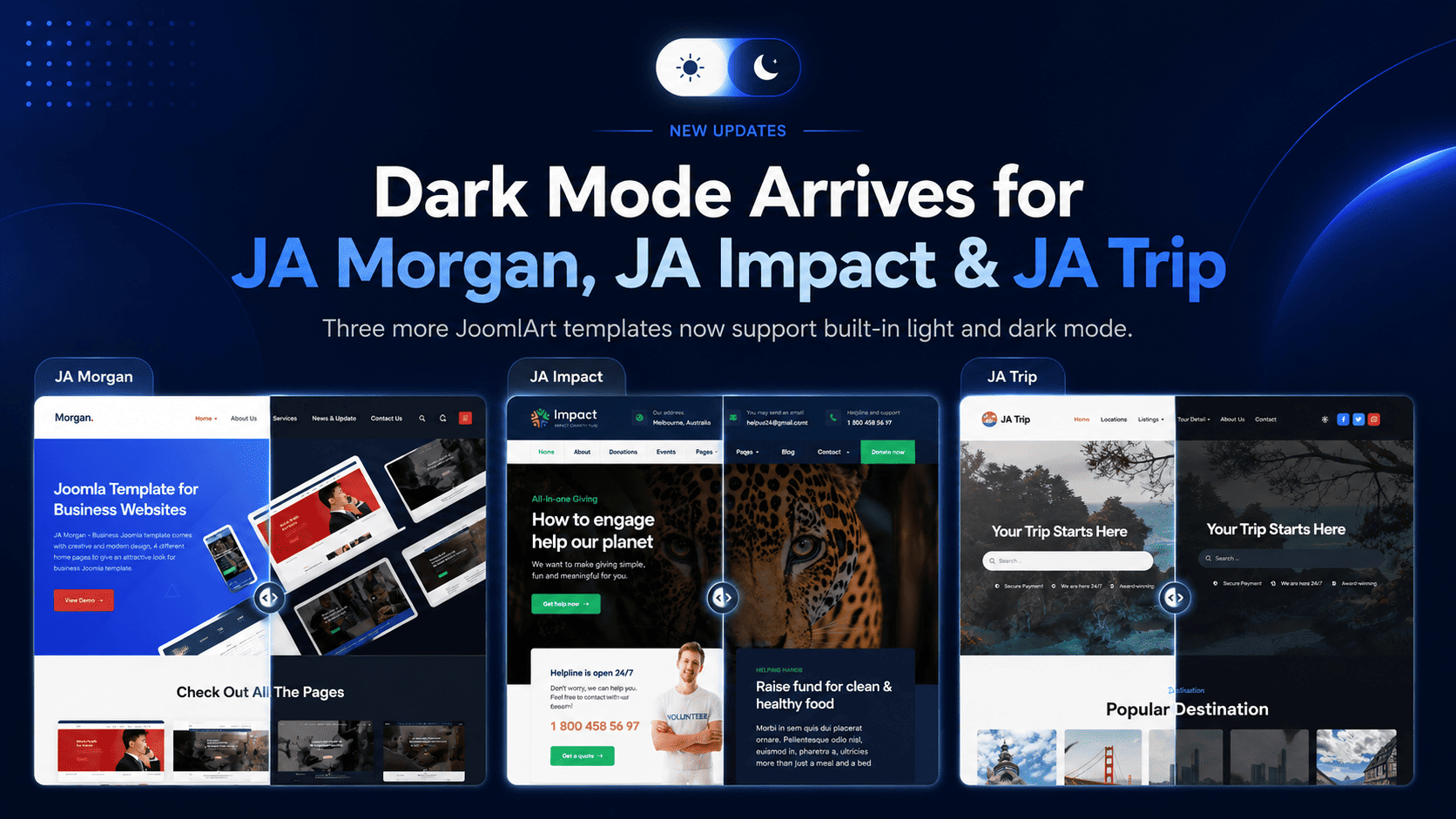 Dark Mode Arrives for JA Morgan, JA Impact & JA Trip