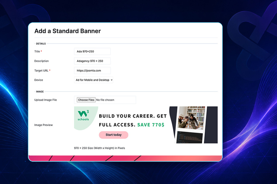 Ad Agency Pro — Create a new Joomla banner advertisement