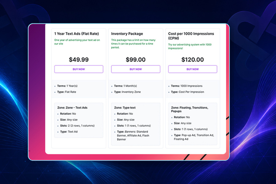 Ad Agency Pro — Advertising package pricing layouts