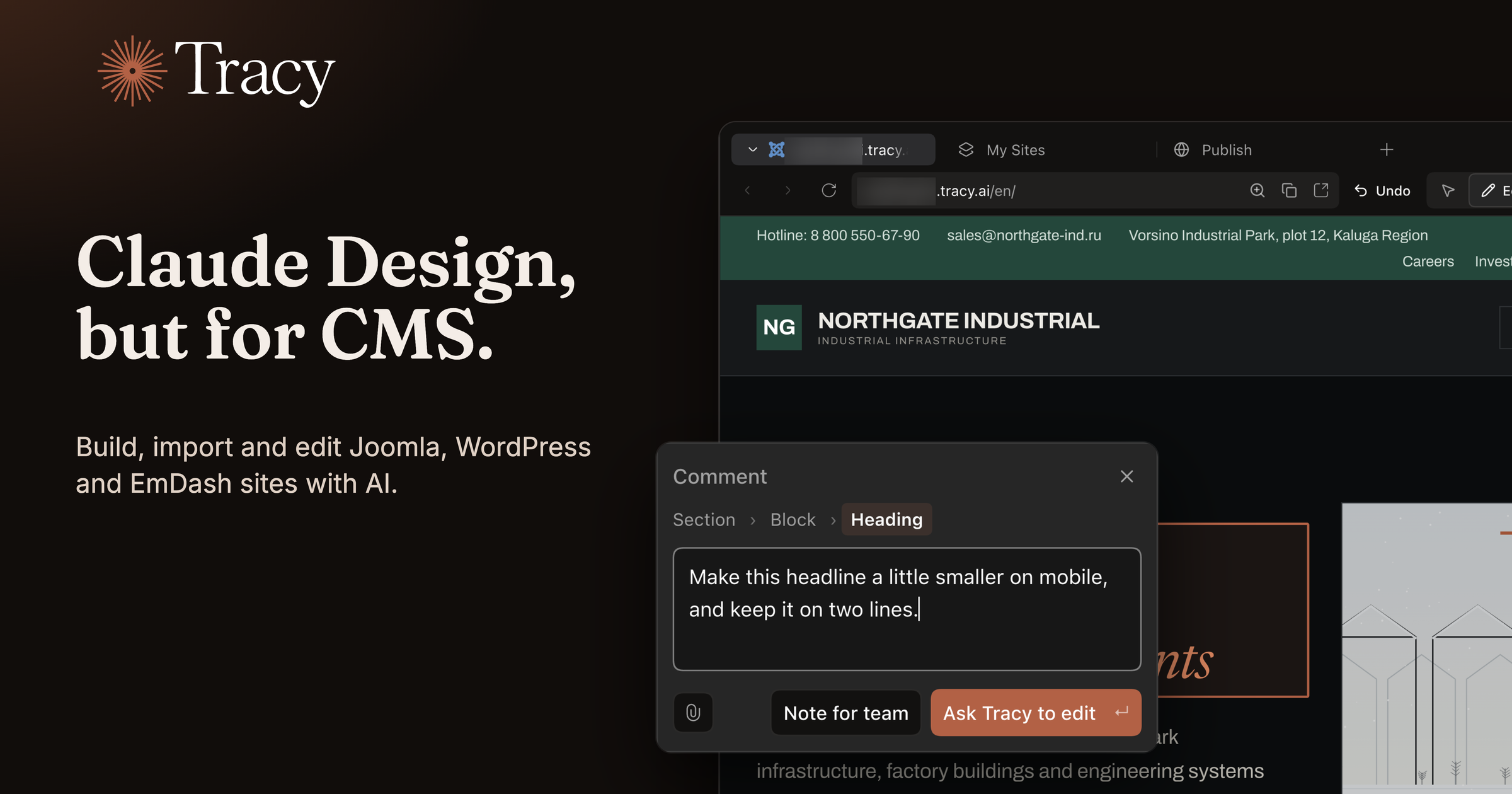 Tracy: Claude Design, but for CMS