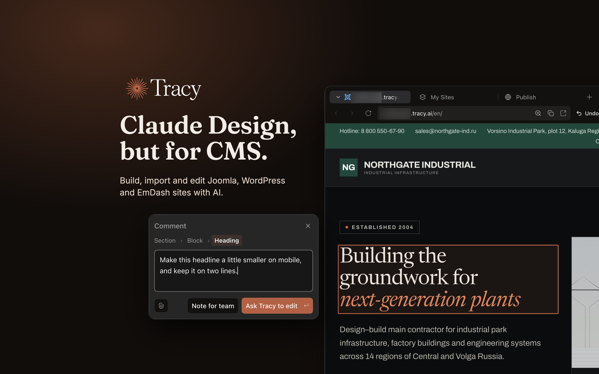 Tracy: Claude Design, but for CMS