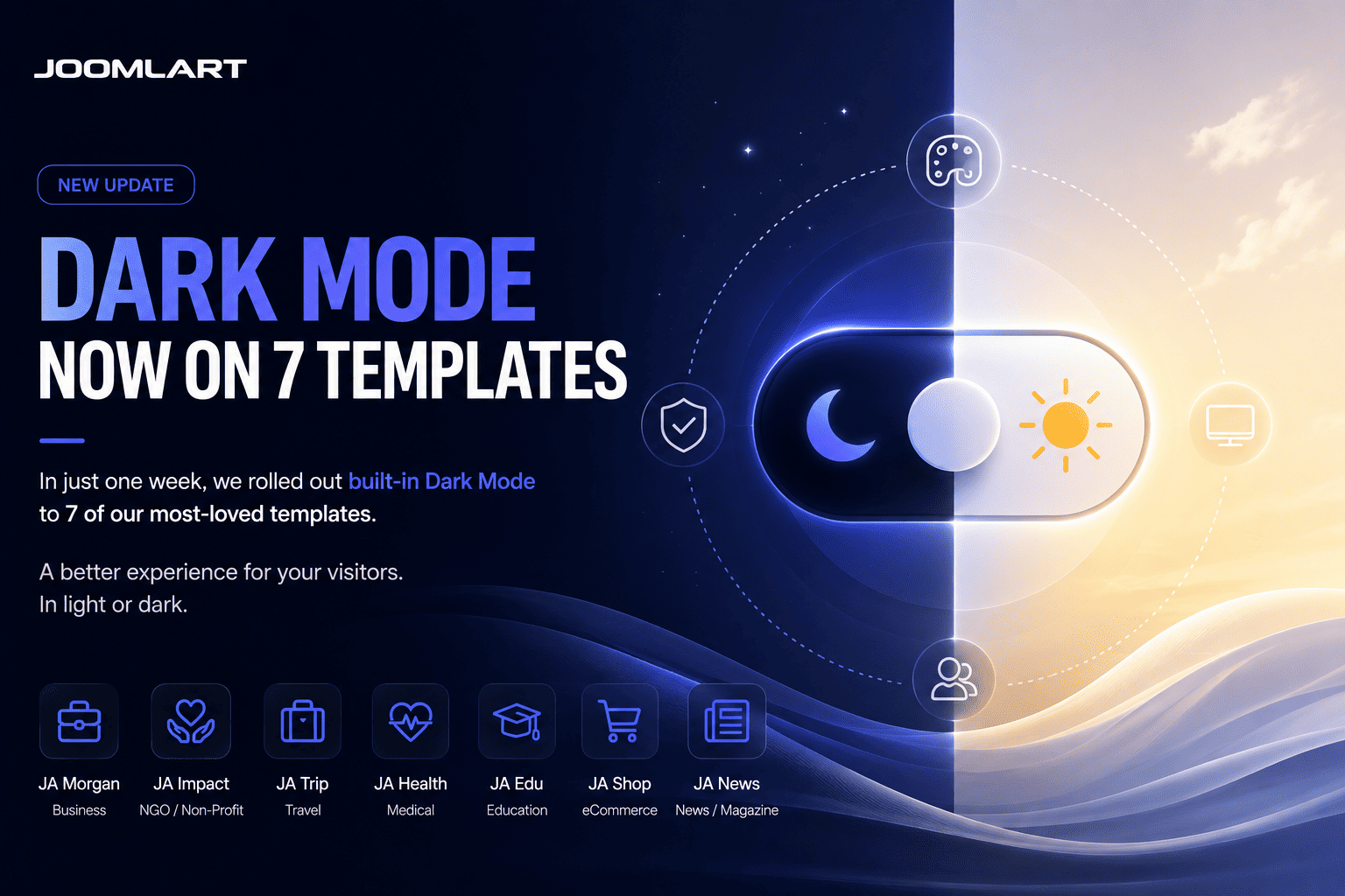 7 Joomla Templates Get Dark Mode in One Week