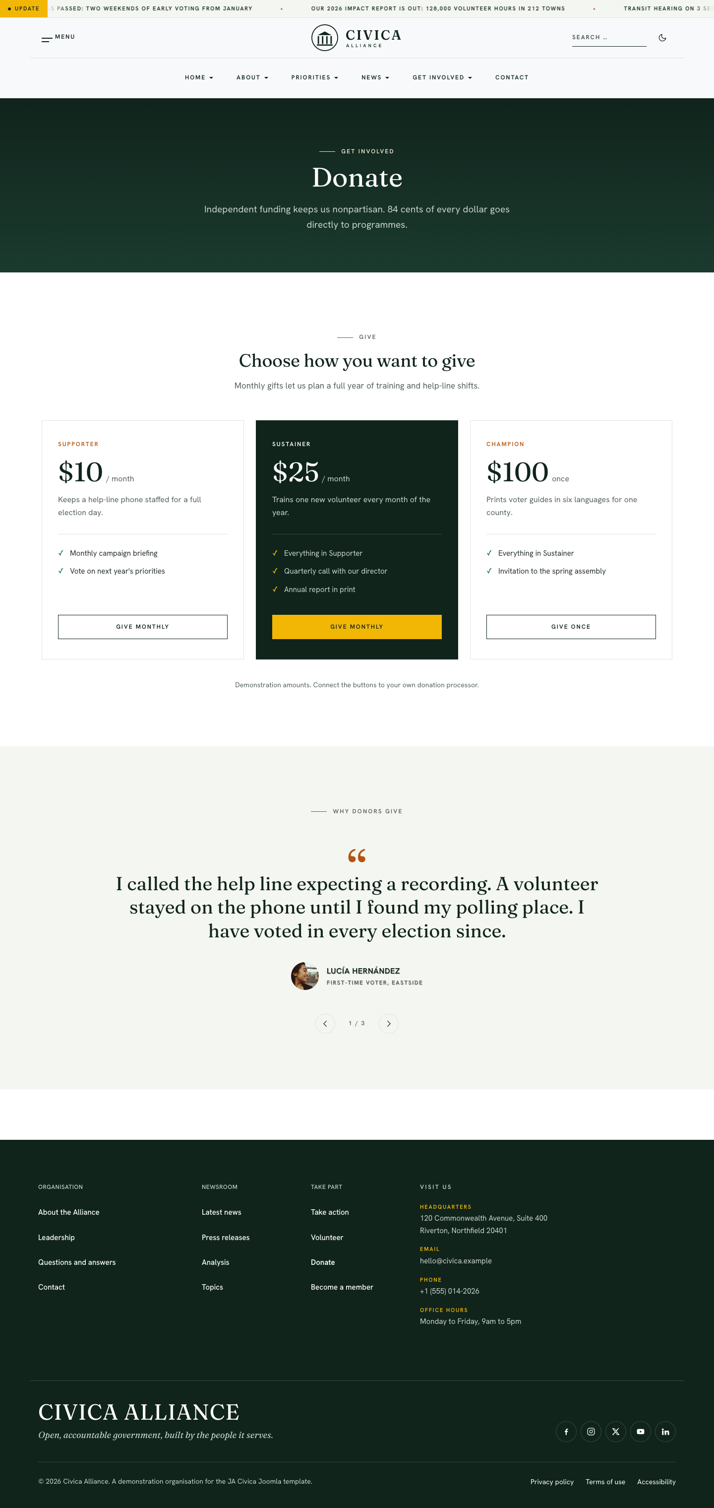 JA Civica Donate page