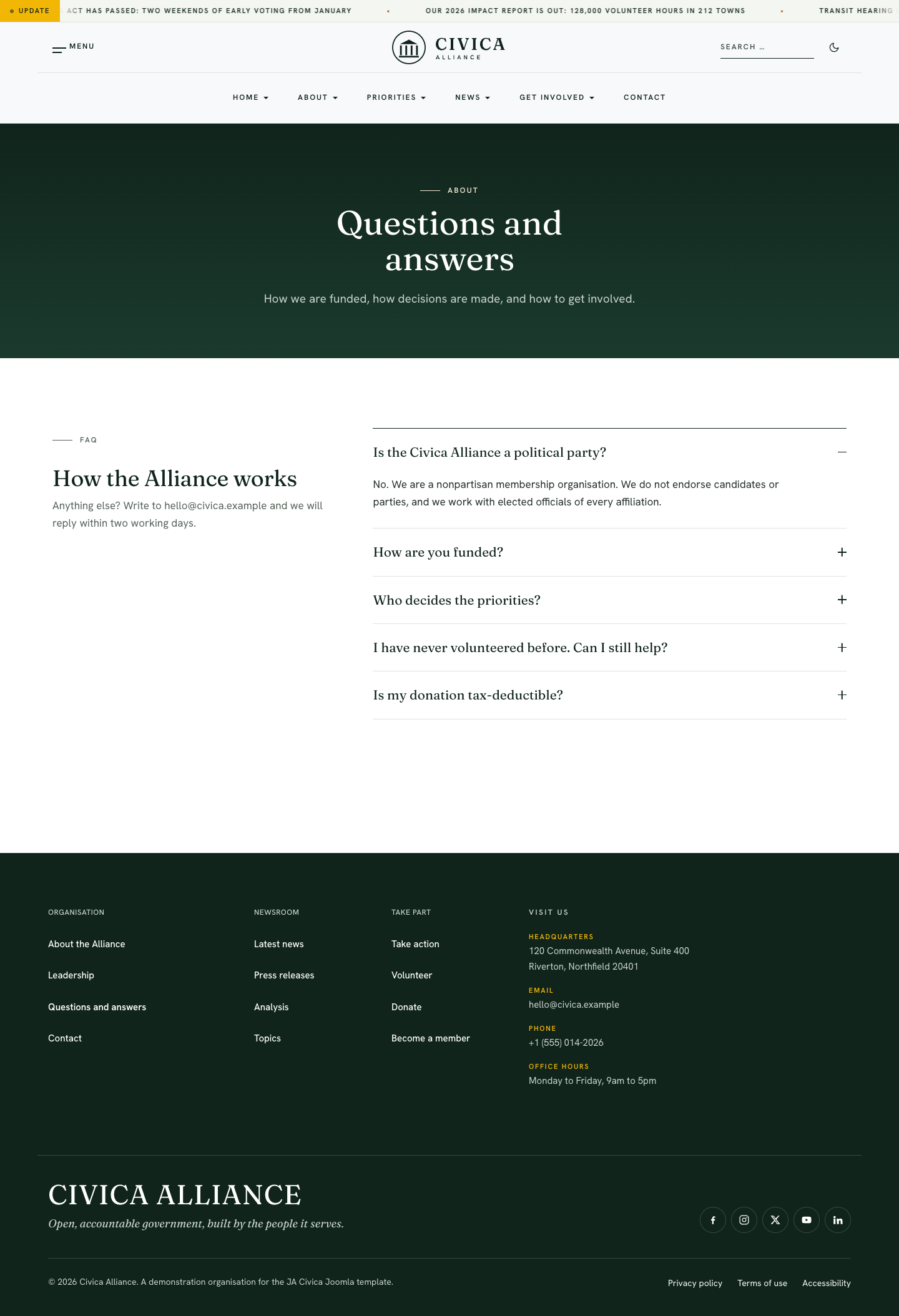 JA Civica Questions and answers page
