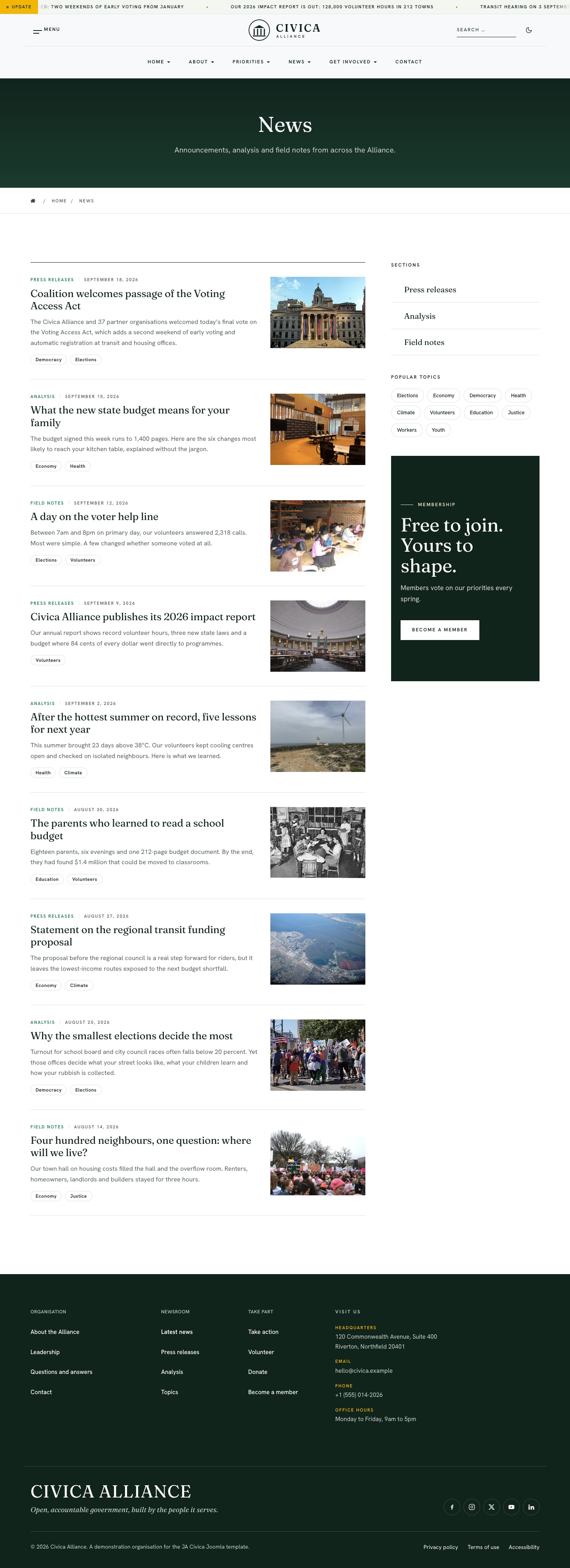 JA Civica News blog page
