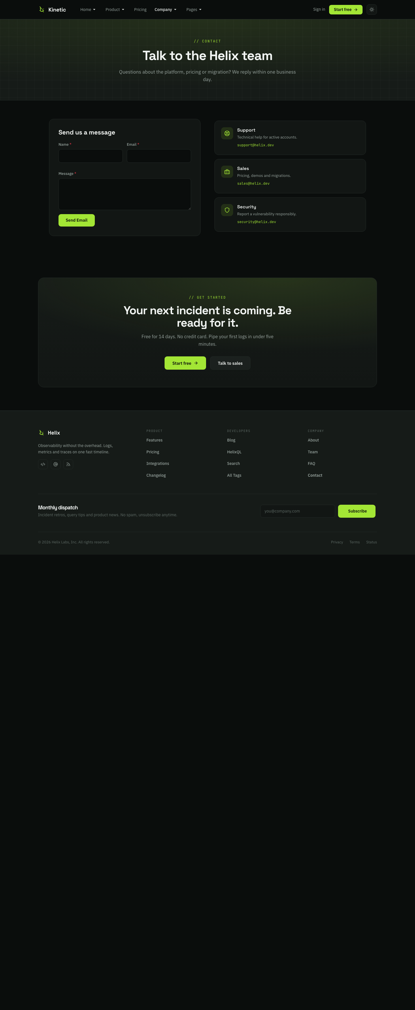 JA Kinetic Contact page