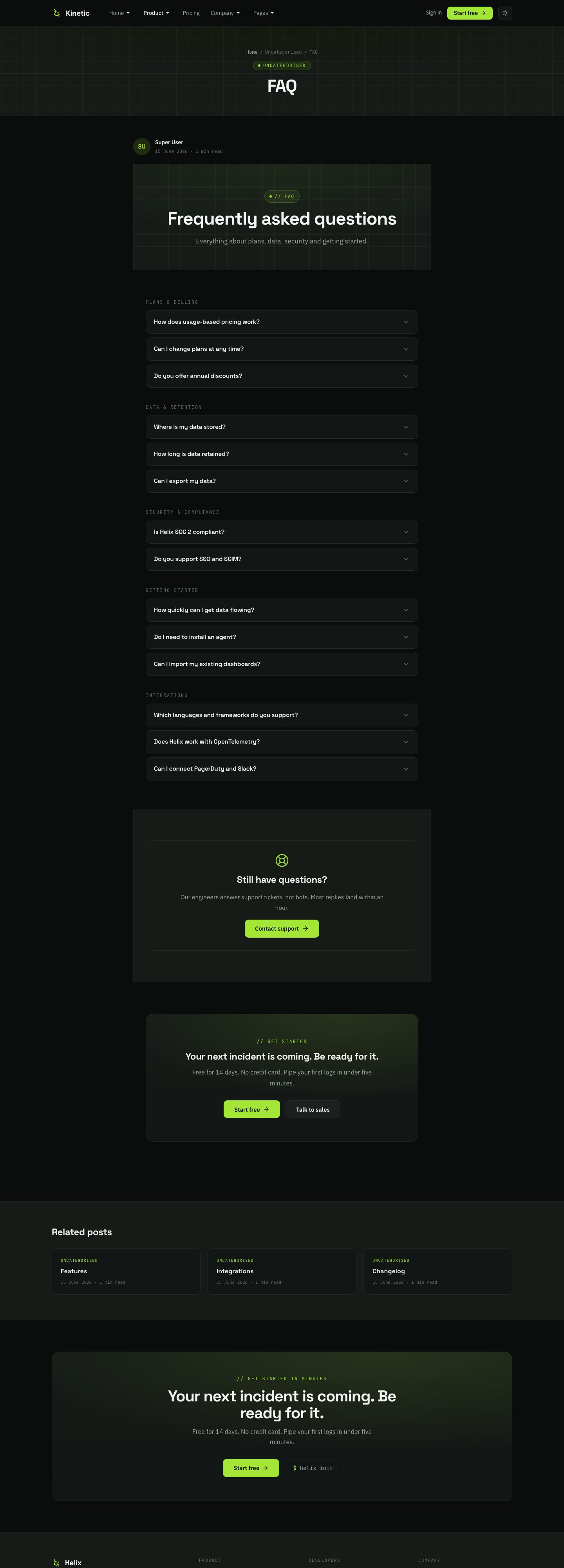 JA Kinetic FAQ page