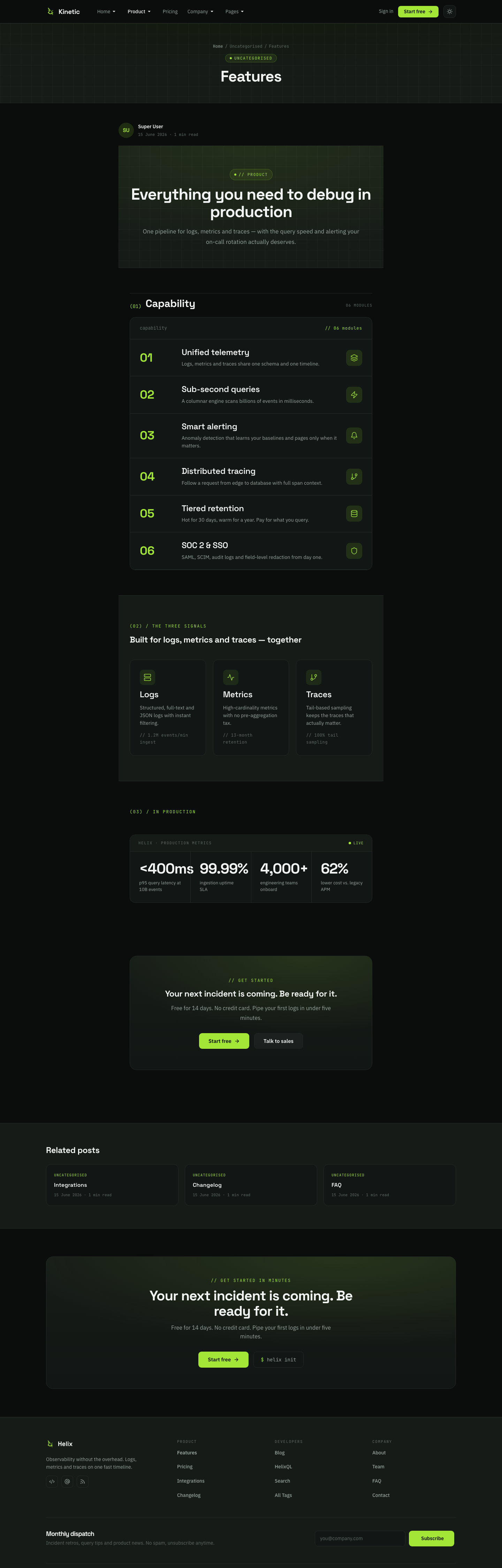 JA Kinetic Features page