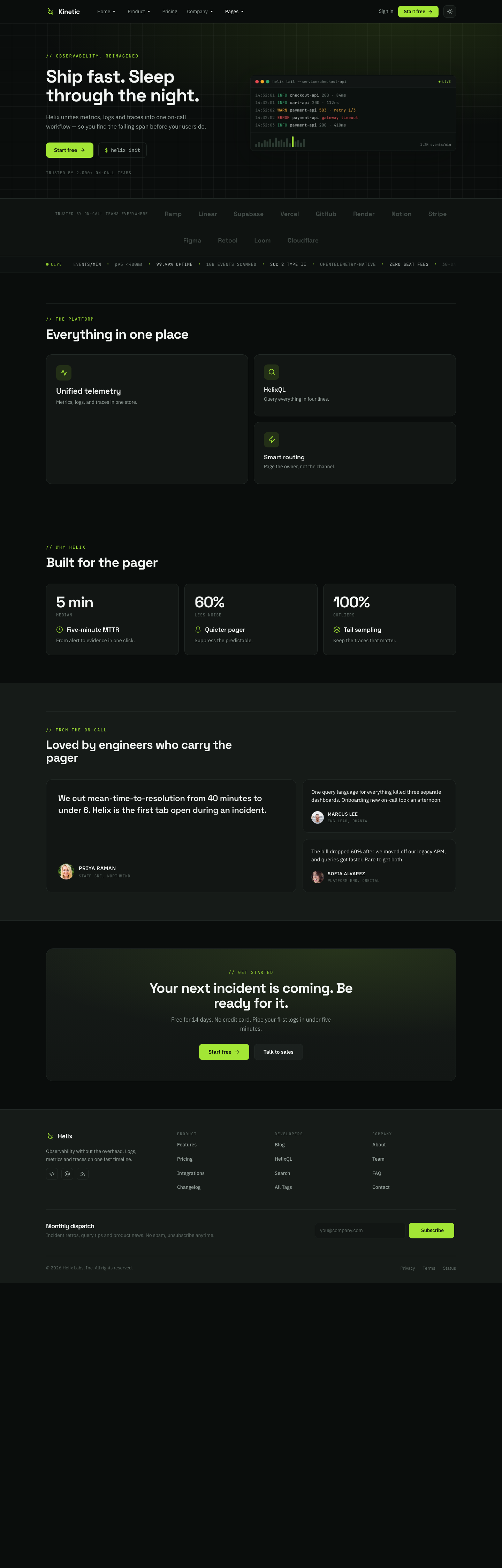 JA Kinetic Landing page