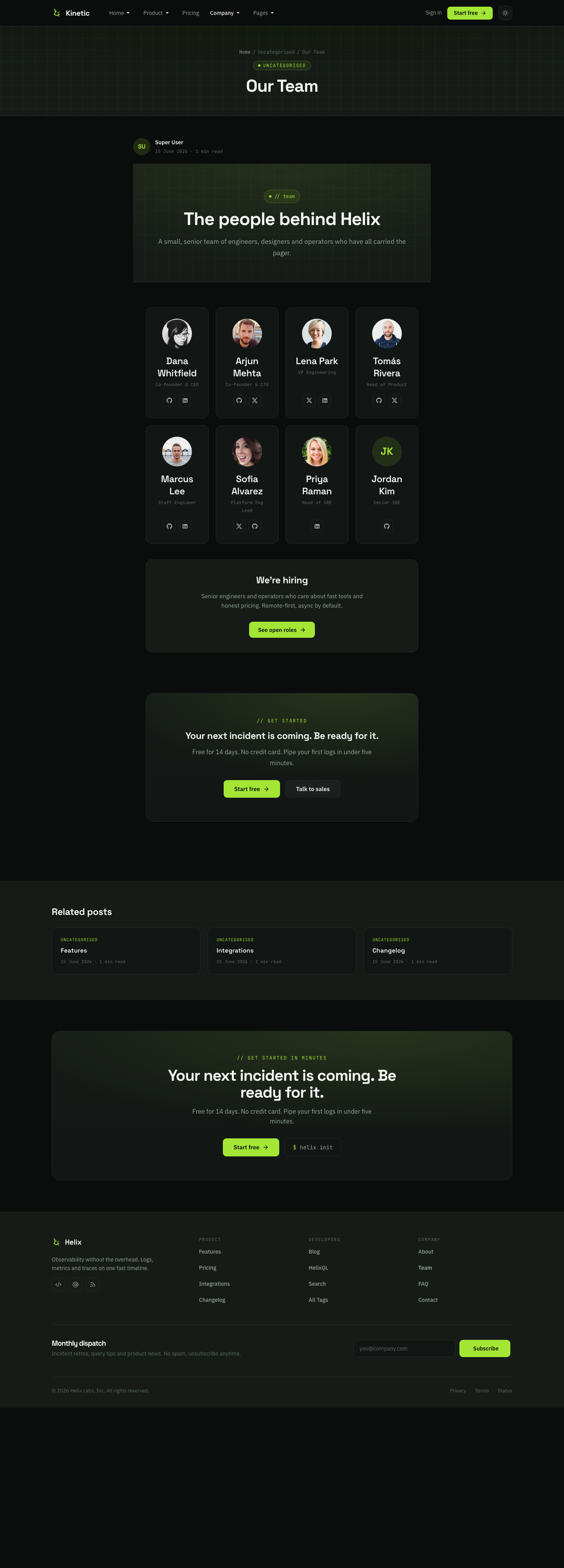 JA Kinetic Team page
