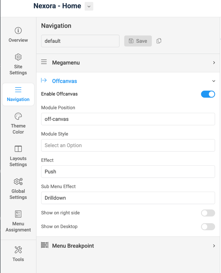Joomla template megamenu setting