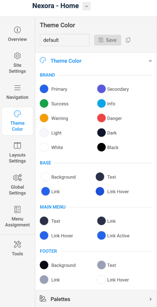 Joomla template theme color setting