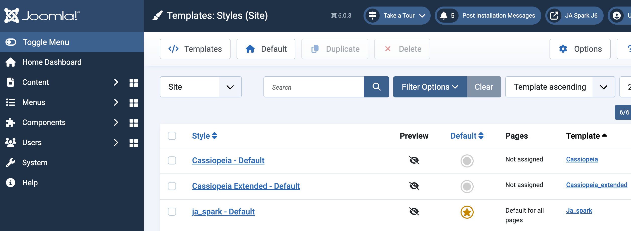 Joomla default template style 