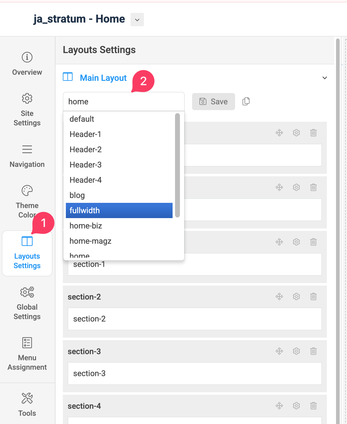 Joomla template layout configuration