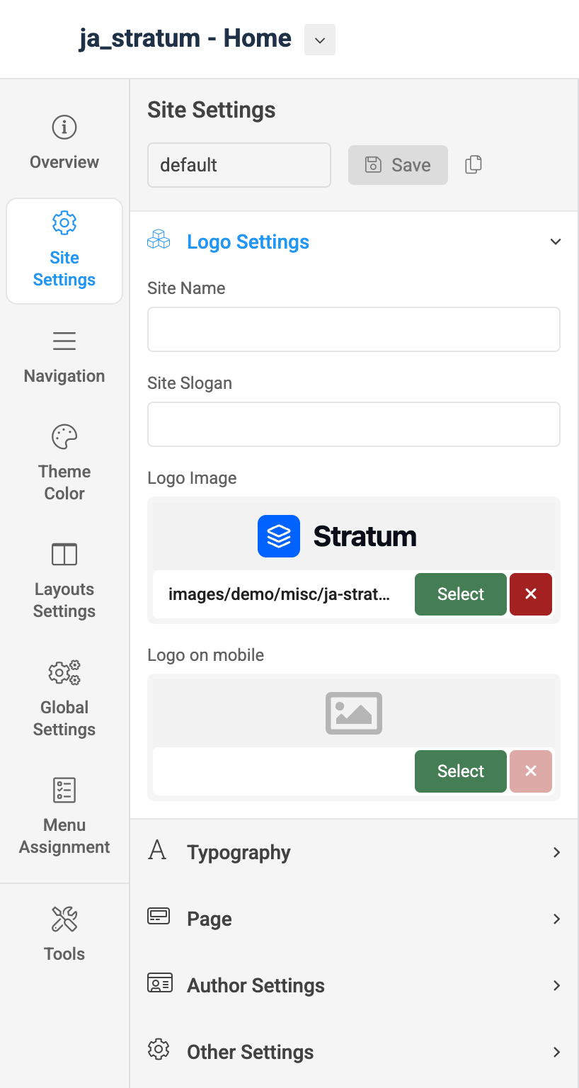 Joomla template logo setting