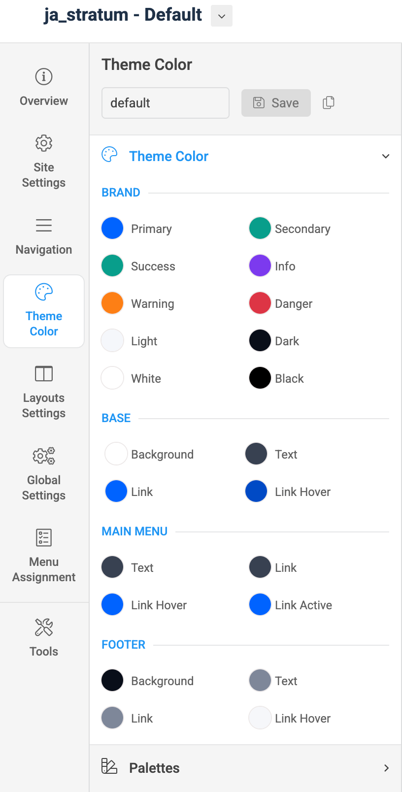 Joomla template theme color setting