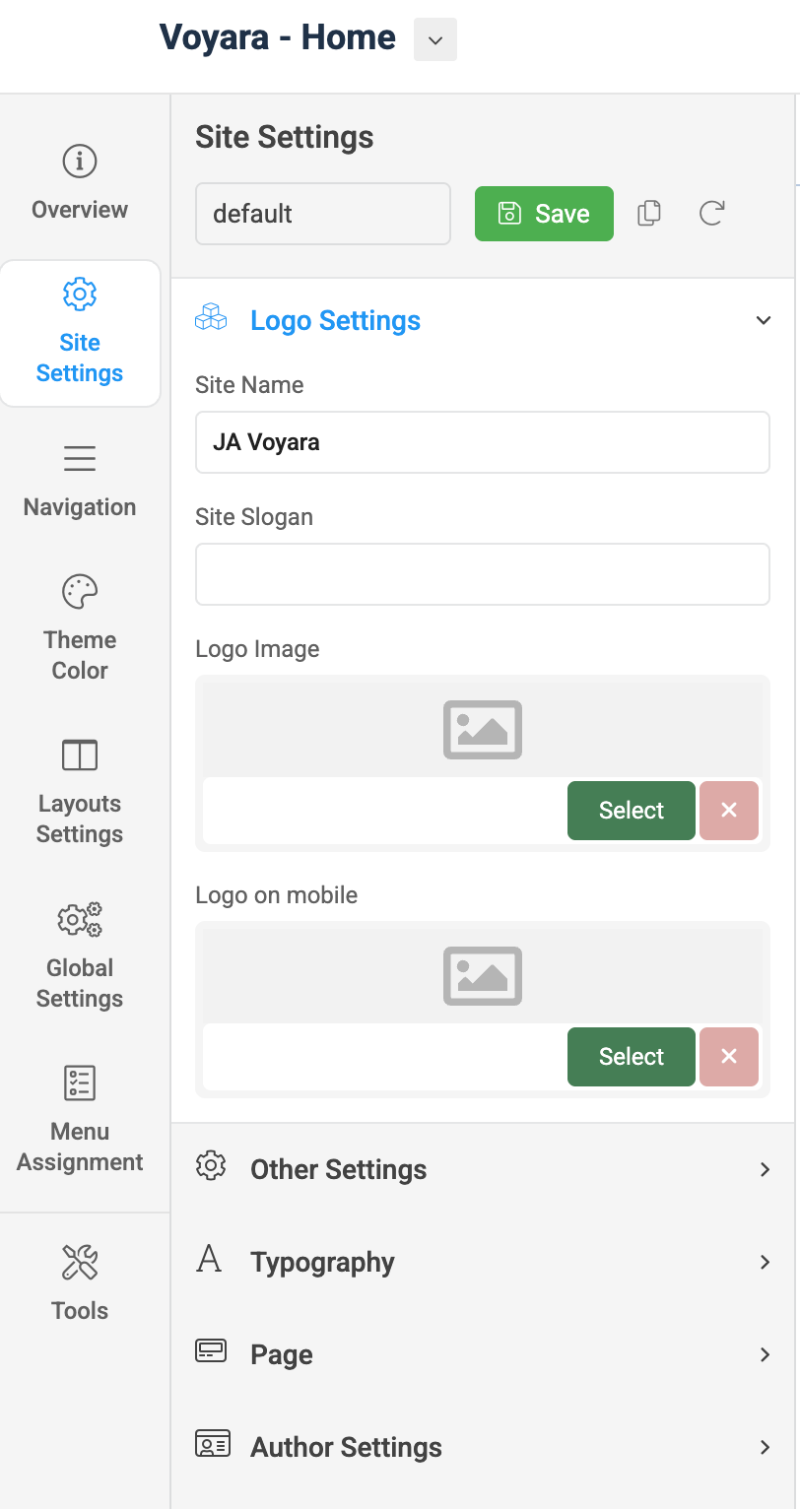 Joomla template logo setting