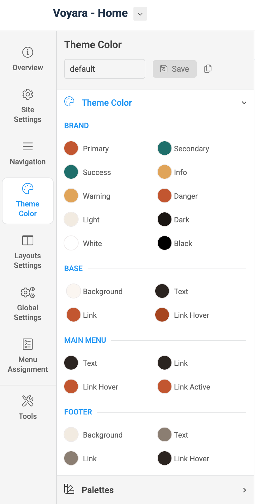 Joomla template theme color setting