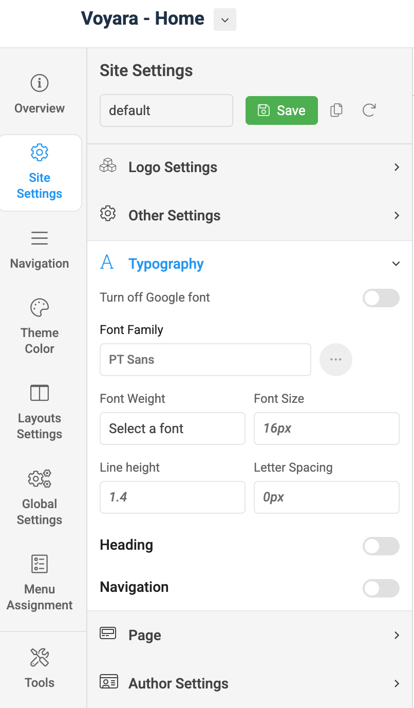 Joomla template font setting