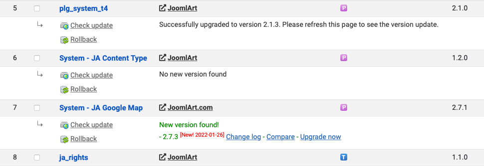 joomla server update
