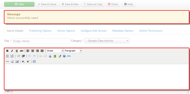 No worry! Saving blank articles are NOW acceptable with Joomla 3.0