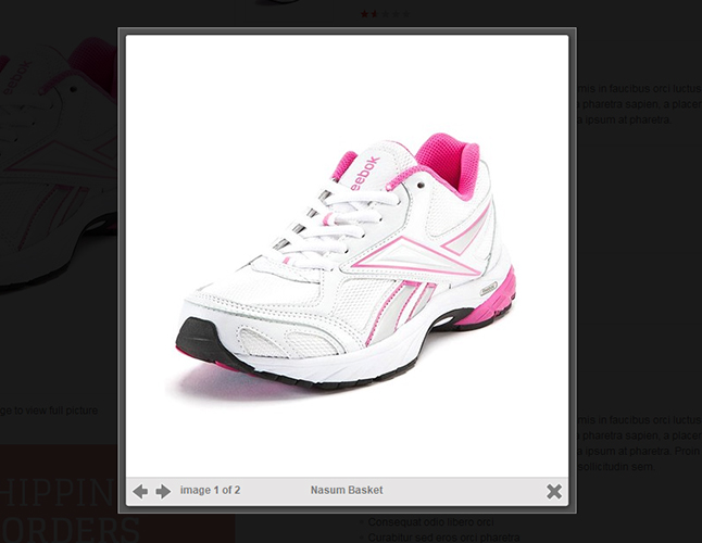 Colorbox is used for item picture detail