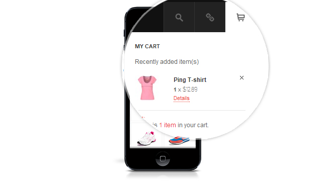 Drop-down menu for your shopping cart from your site's header in tablets & mobiles