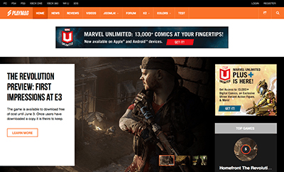Joomla template for Gaming Magazines